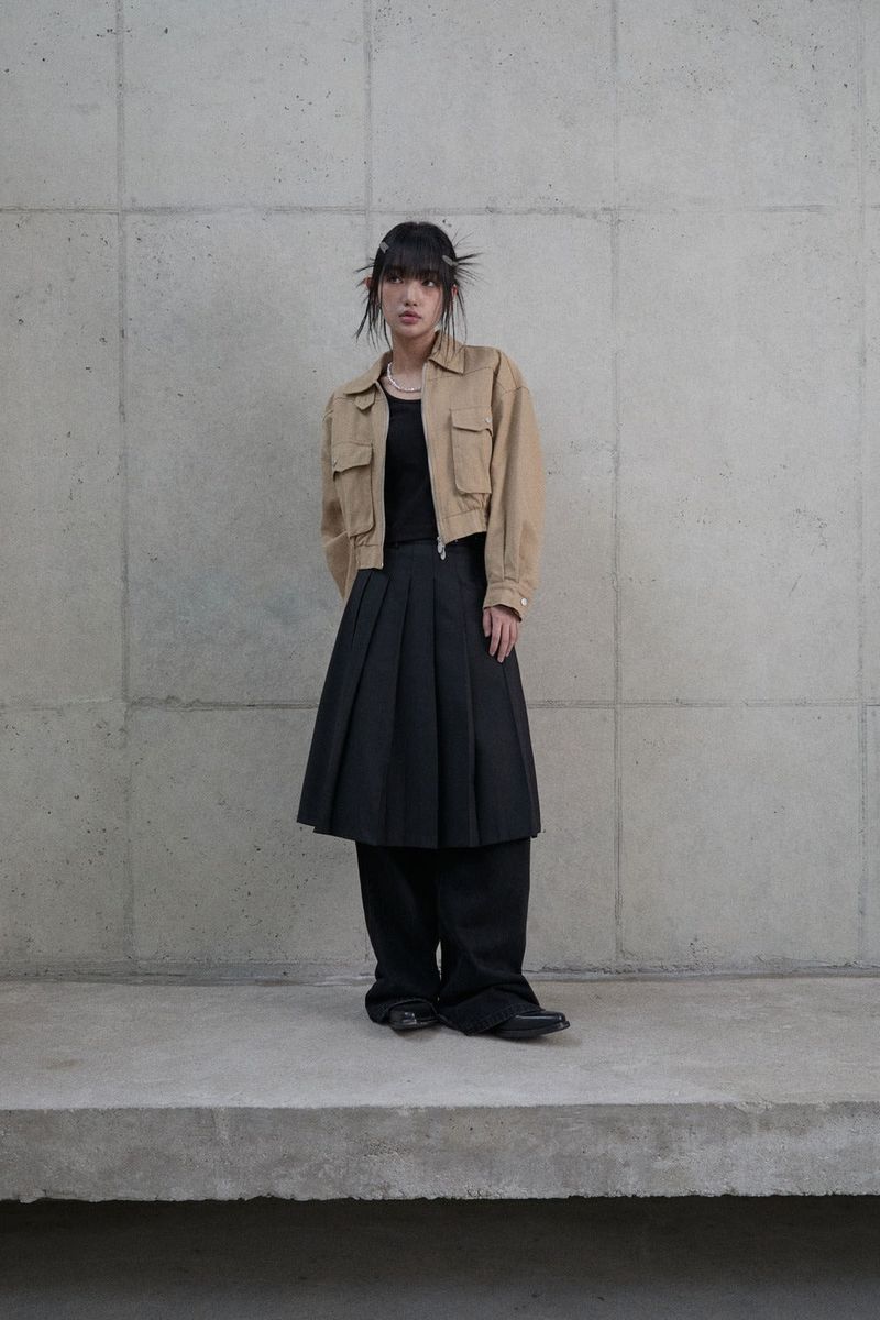 (W) Short cotton Harrington jacket
