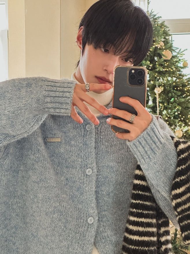 Martic Wool Collar Warmer Knit Cardigan