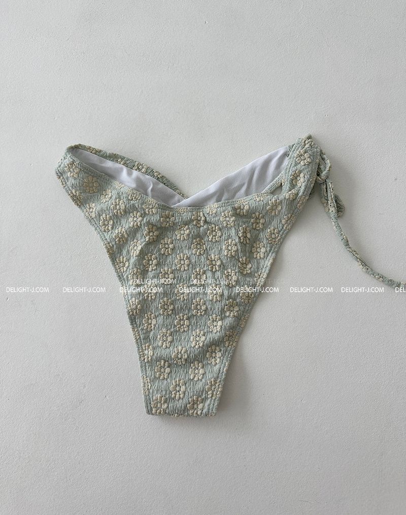 Flower embroidered tube top bikini