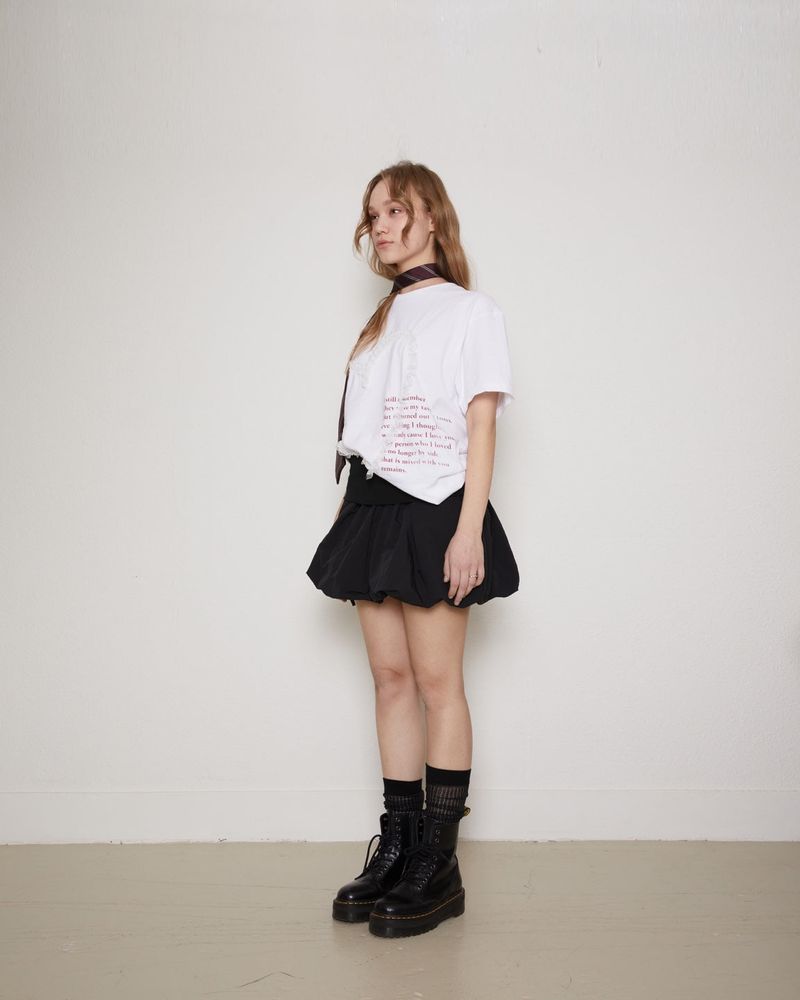 Folding puff skirt / black