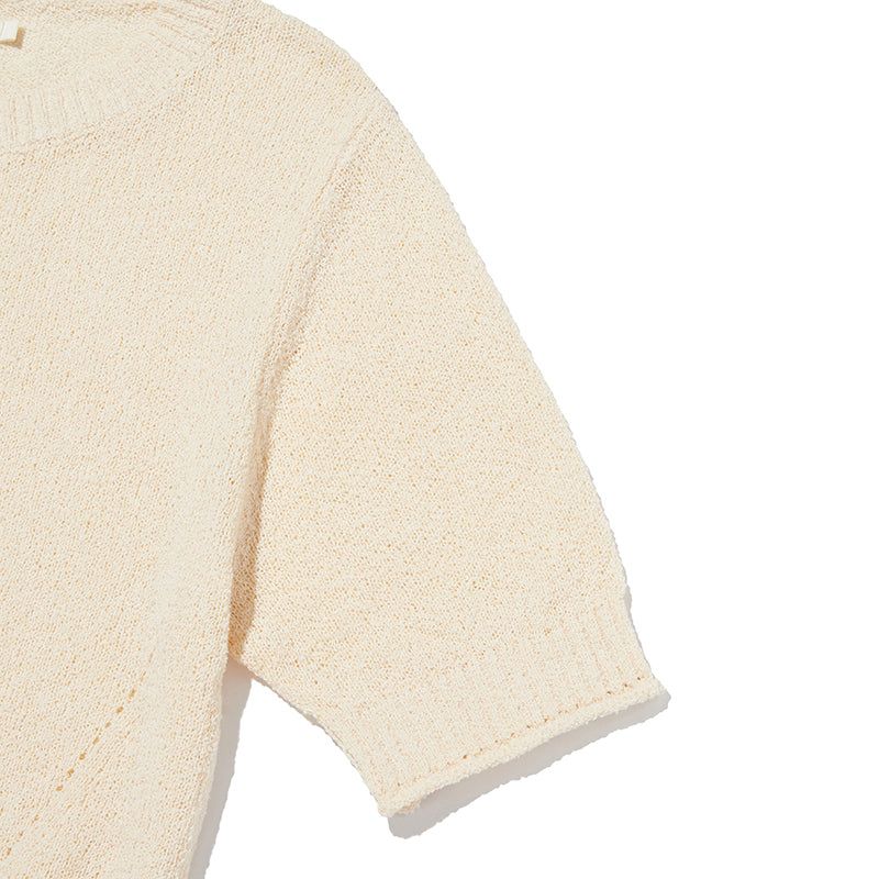 COLLECTION HALF SLEEVE CROP KNIT [IVORY]