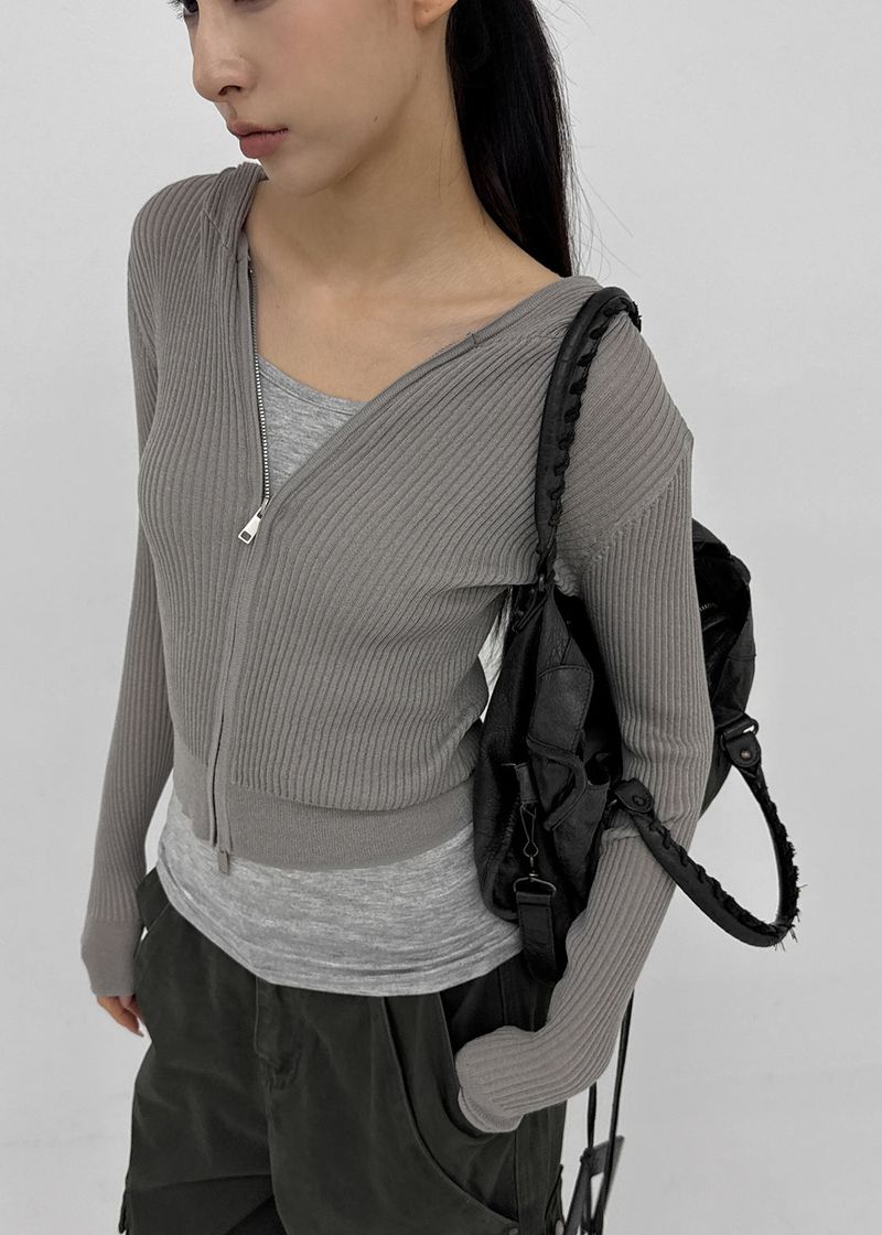 [MADE] Riev Ribbed Knit Zip-Up