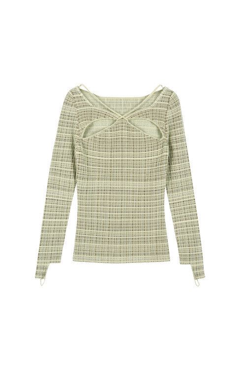 Hole Strap Knit Top (GREEN)