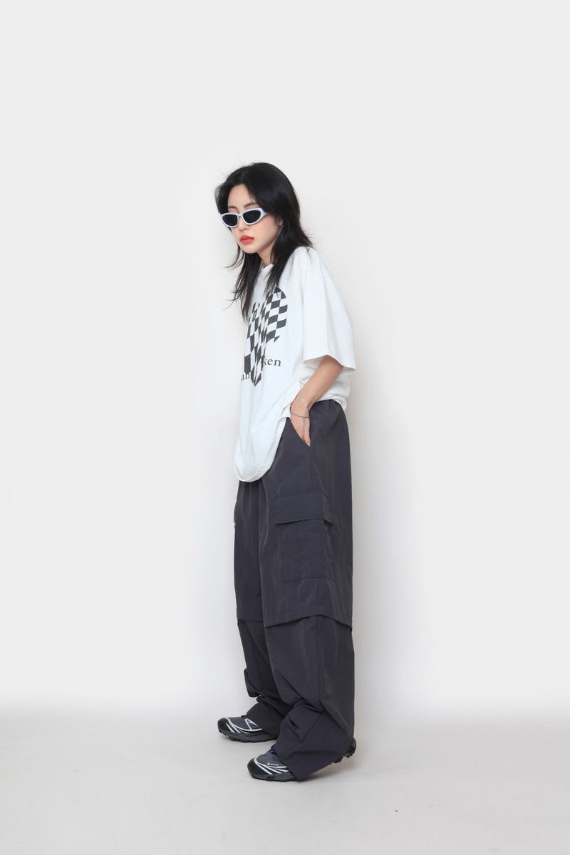 back zipper nylon cargo pants