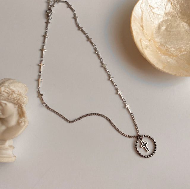 ky Coin Black Cross Two Way Necklace