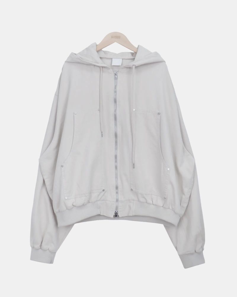 Keiran Oversized Washed Hooded Zip-Up
