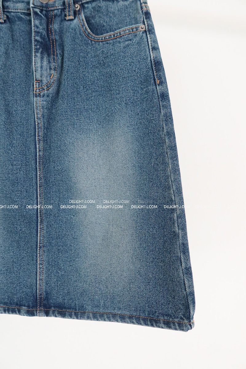 Cami vintage denim midi skirt