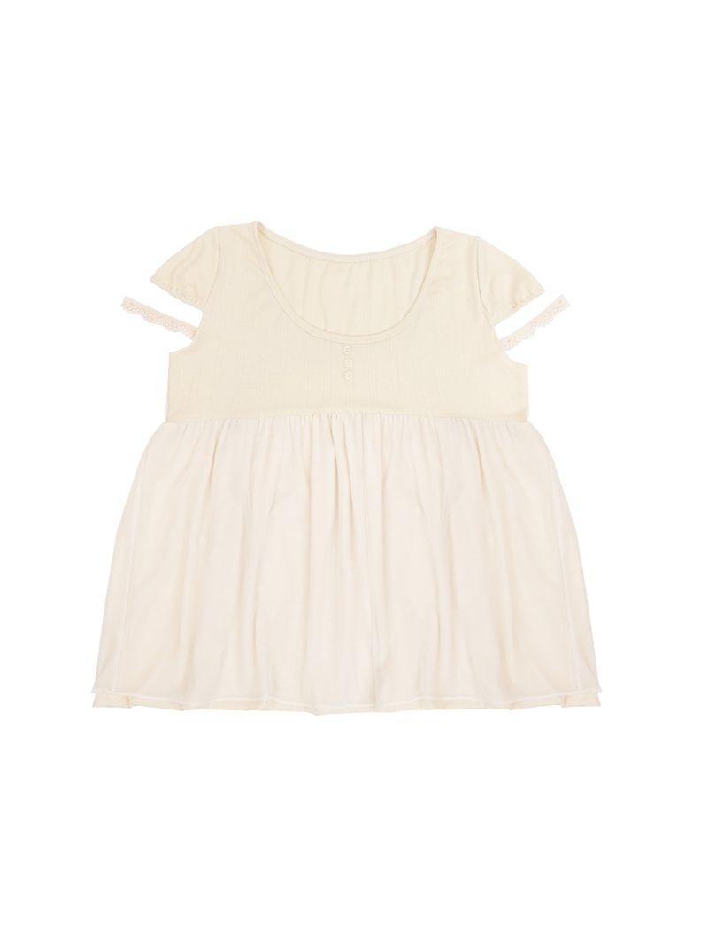 LACE STRAP FLARE TOP / CREAM