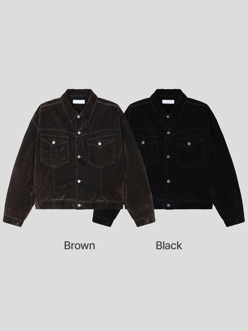 [SET UP가능] Velvet denim western jacket(2color)