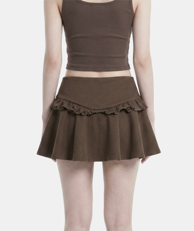 Metal Button Frill Mini Skirt