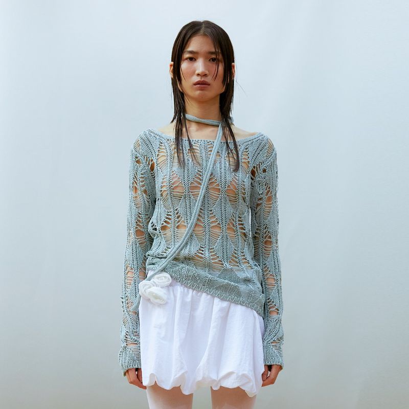 13MONTH（サーティーンマンス）の「Scarf Set Knit Top (MINT)（Tops）」