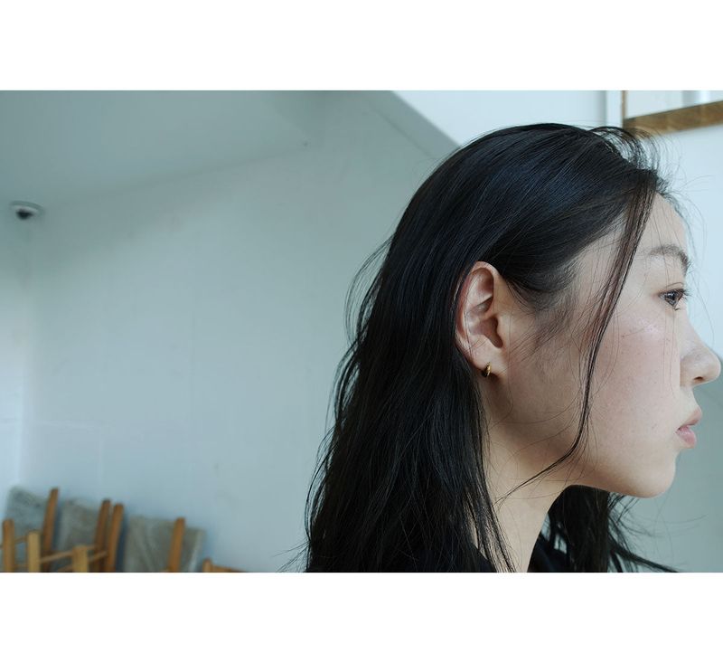 silver almond earrings 