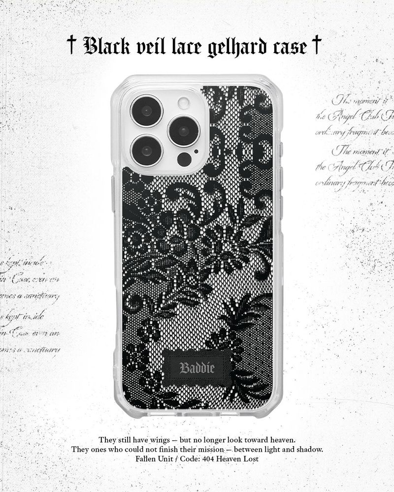 Black Veil Lace Gel Hard Phone Case