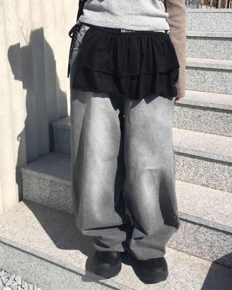 Shirring layered skirt