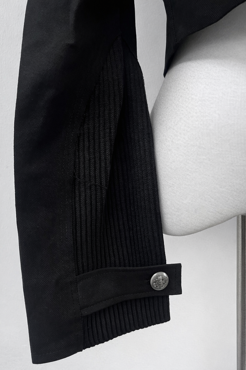 diagonal button color block jacket