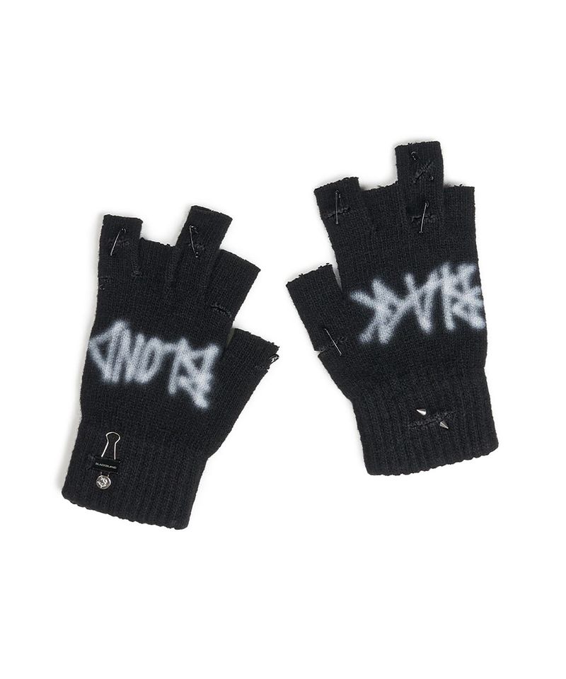 BLACKBLOND（ブラックブロンド）の「BBD Graffiti Logo Ripped Hand Warmer Gloves (Black)（Fashion Accessories）」