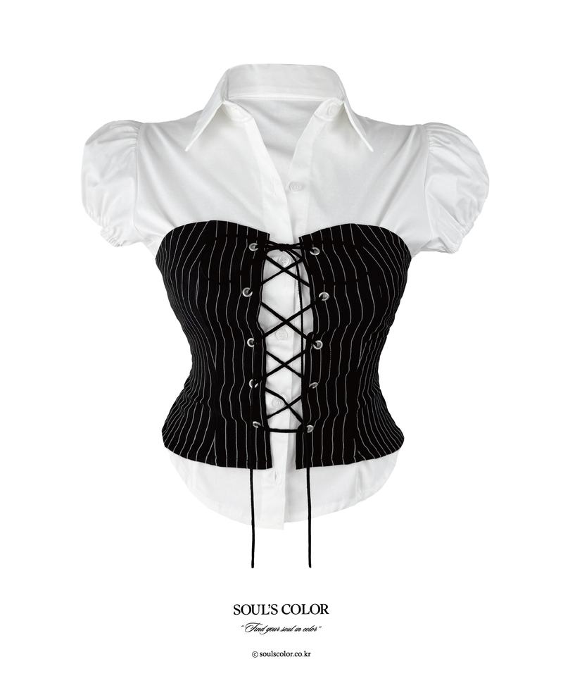 Betty Stripe Corset Shirt (2color)