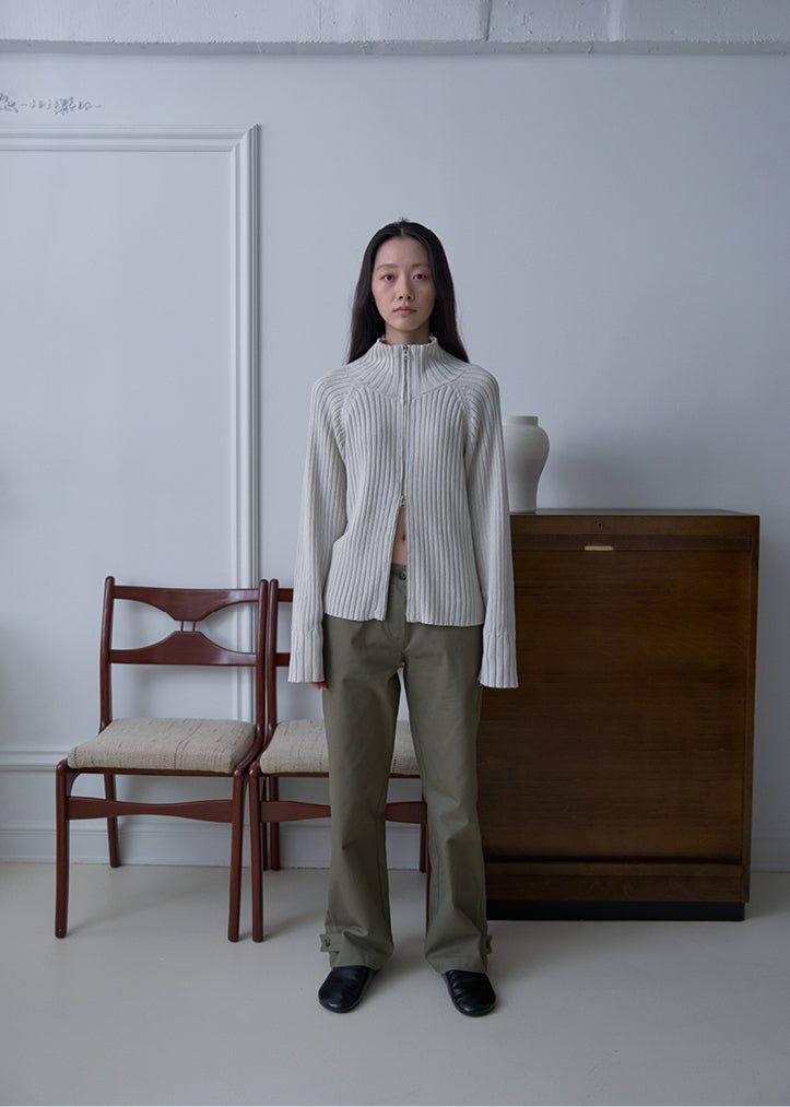 Zen High Neck Cardigan (Ash Cream)
