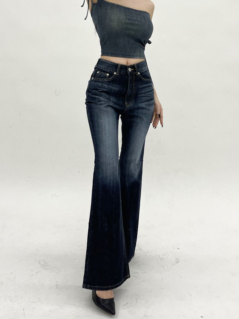 800. Highlight washing denim boots cut pt