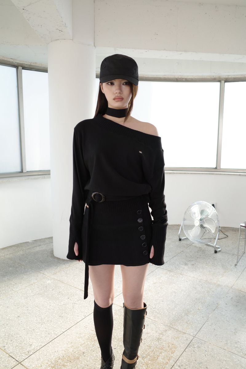[ID] Classic Button Skort (Black)