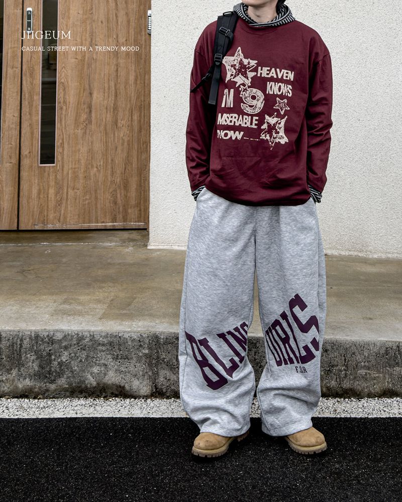 JIIGEUM（ジグム）の「Lennon Lettering Wide Sweatpants（Pants）」