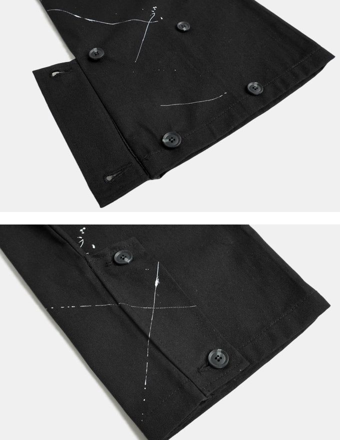 Unique Painting Button Wide Pants