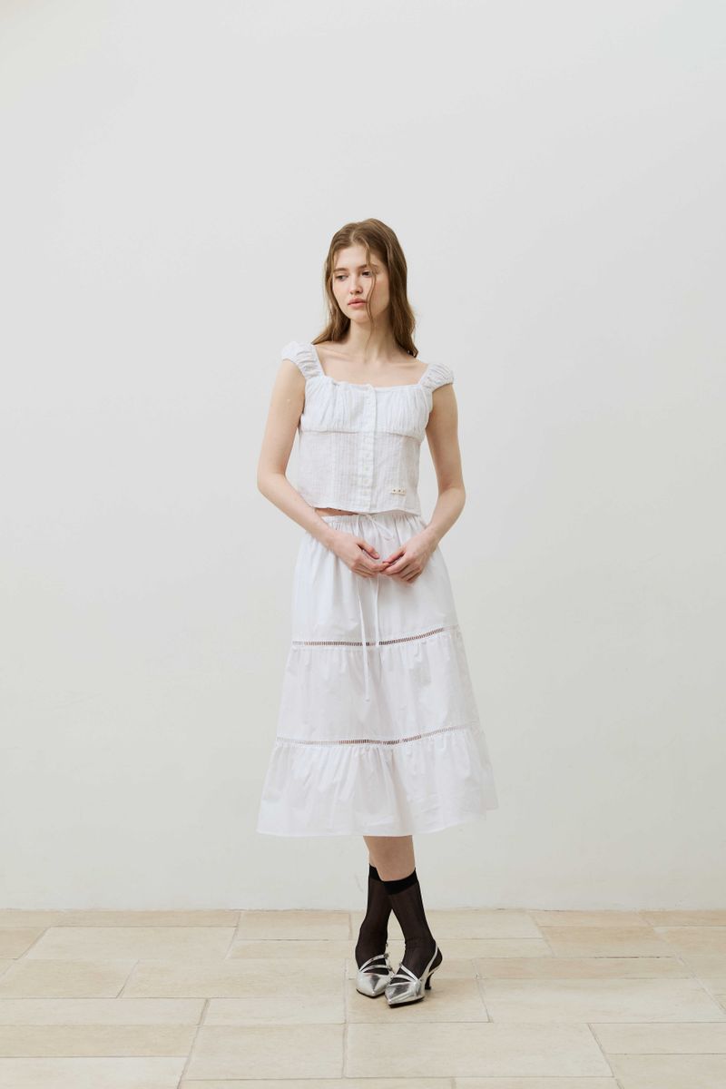  MUSE TIERED MIDI SKIRT / WHITE