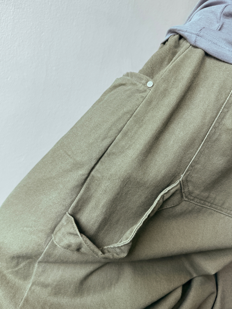 Turi Carpenter Rivet Balloon Cotton Washed Long Pants 4 Colors