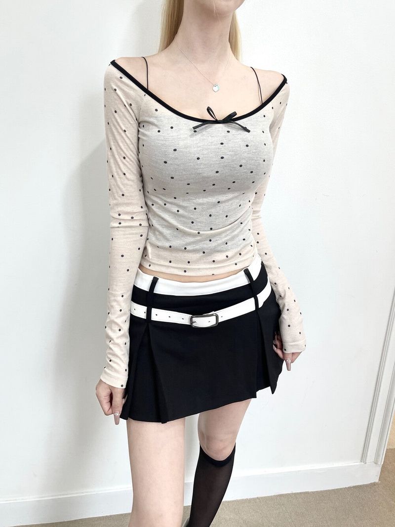 1298. Dot ribbon long sleeve T set