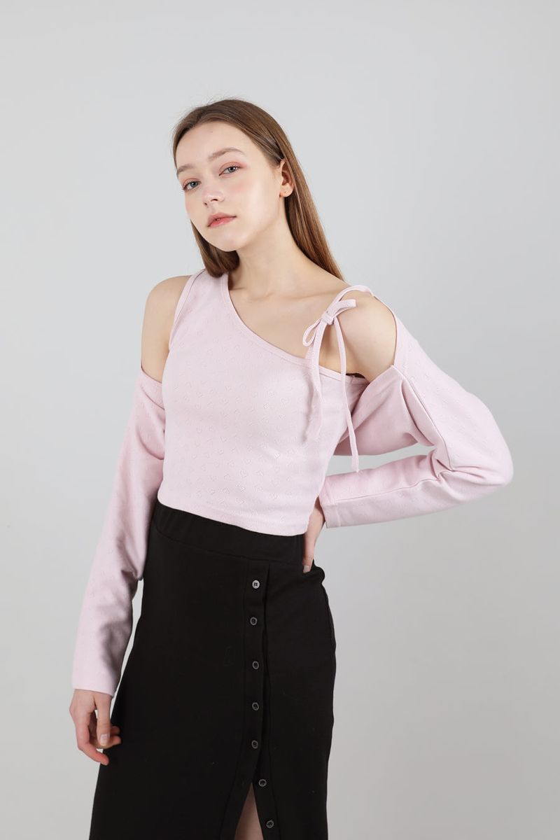 SET Ribbon Sleeveless Bolero Pink