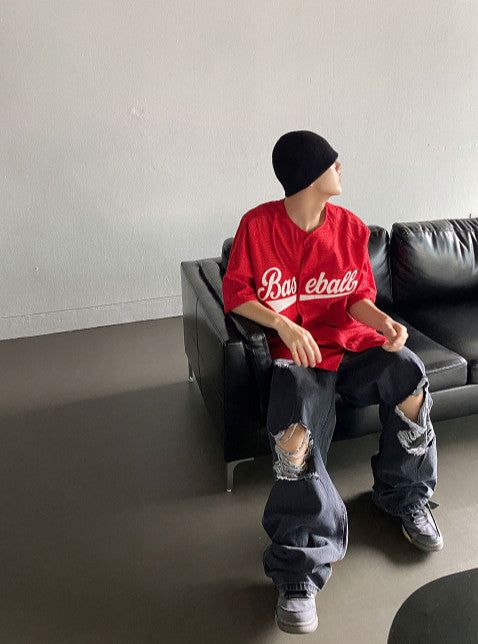 メッシュベースボールシャツ