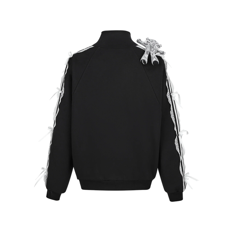 13DE MARZO Bear Lacy Knot Zip Sweatshirt