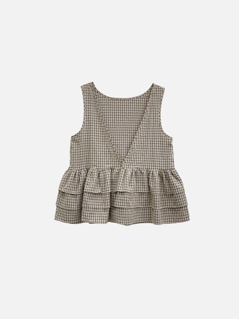 Mori Check Frill 2-Way Blouse (2c)