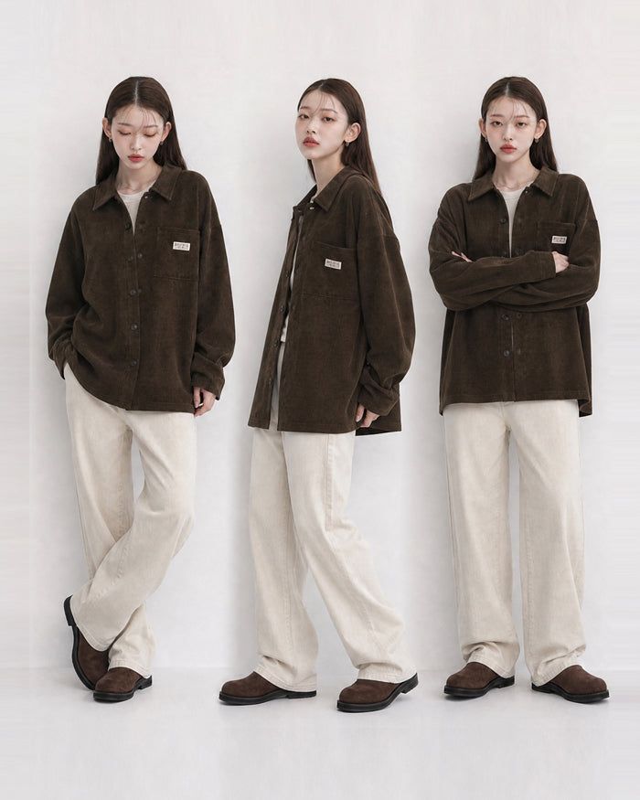 (UNISEX) Corduroy Shirt Cardigan