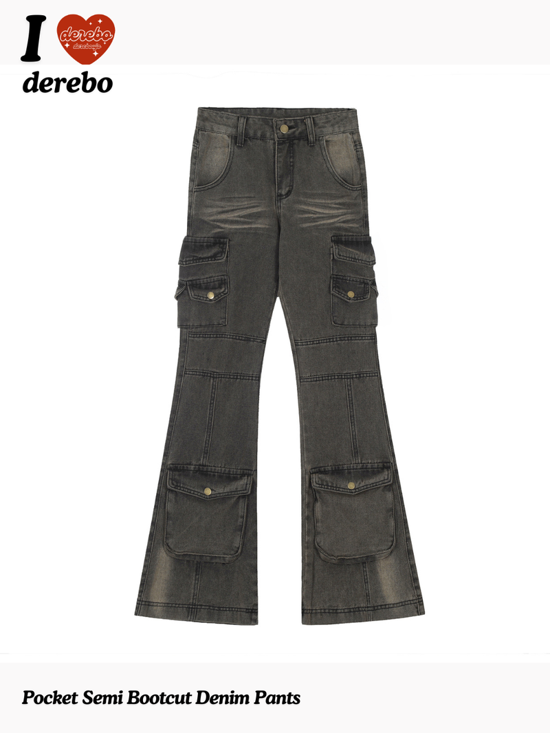 Pocket Semi Bootcut Denim Pants