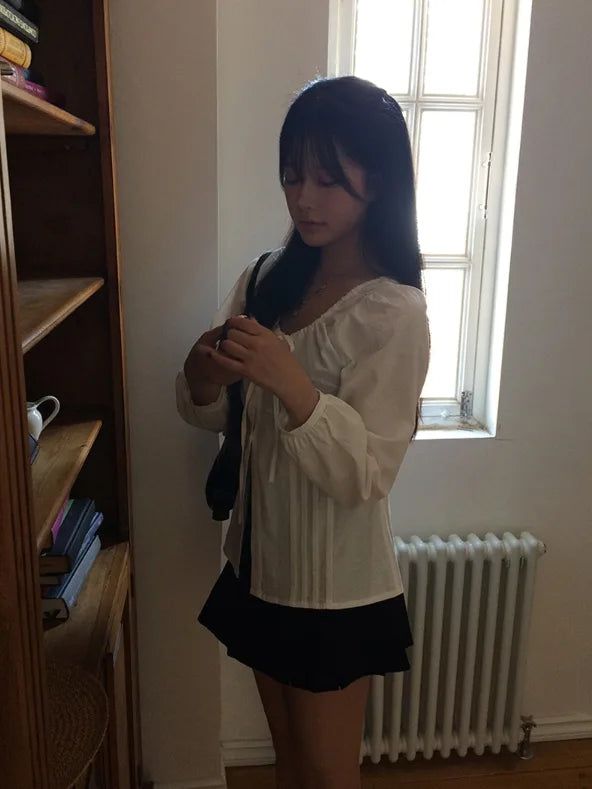 Cory Pintuck Ribbon Long Sleeve Blouse