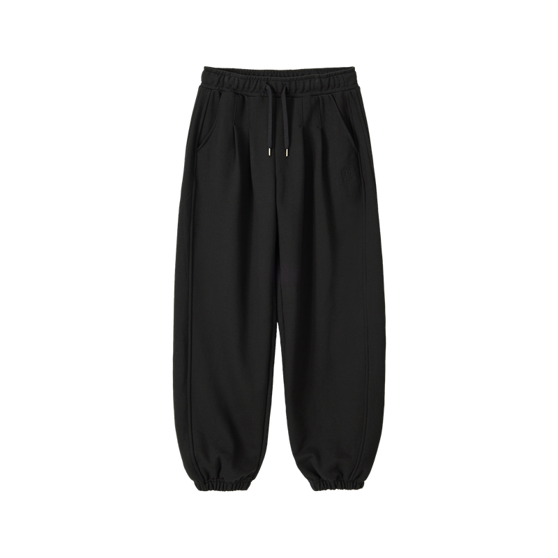 Soft Touch Washed Balloon Wide Sweatpants - BLACK