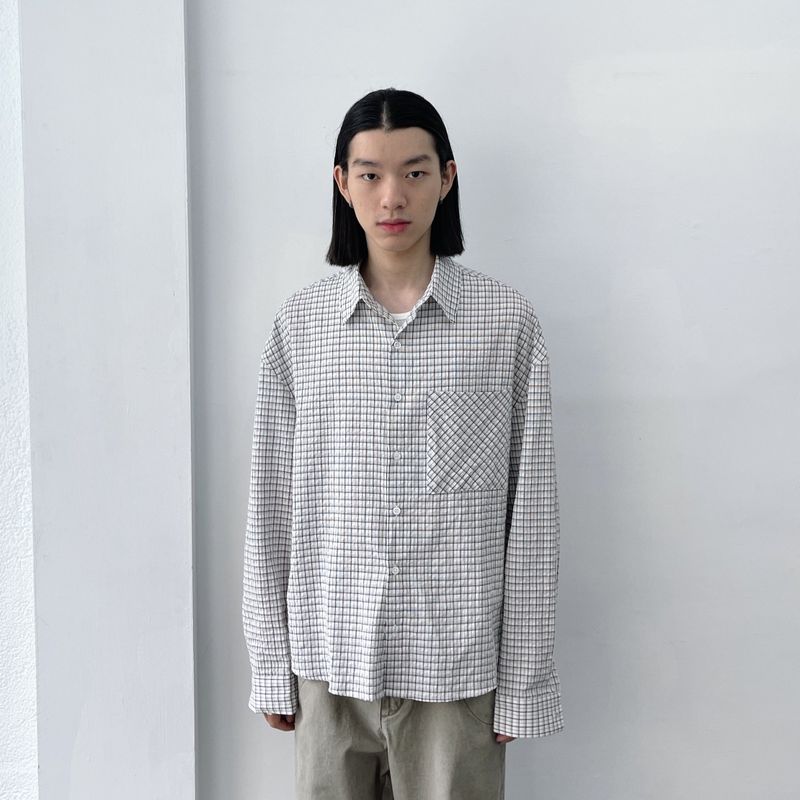 FADE MEET（フェードミート）の「Diagonal Pocket Check Shirt（Tops）」