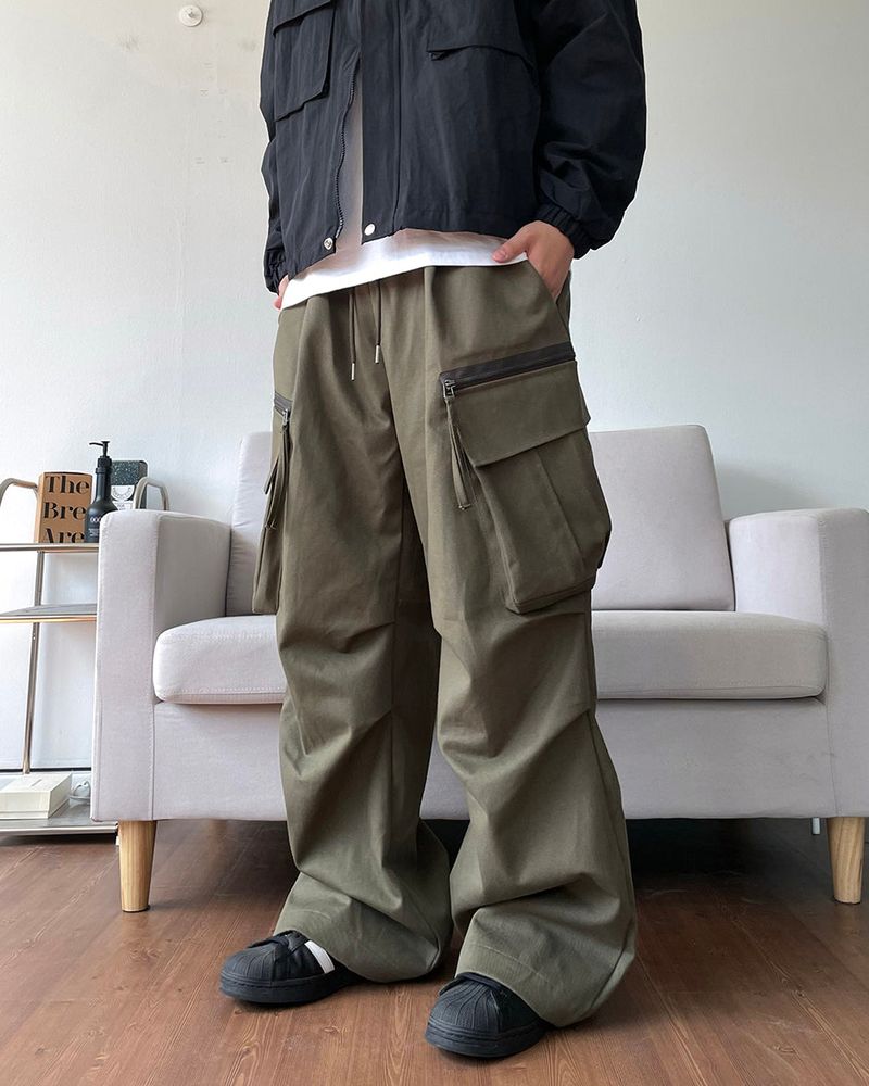 Zipper Big Cargo Cotton Pants