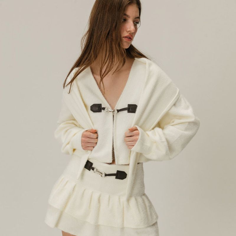 BUCKLE SNOWFLAKE CARDIGAN SET / IVORY