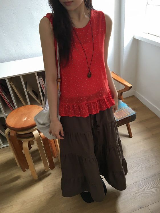 Nayuta Pintuck Tiered Banding Long Skirt