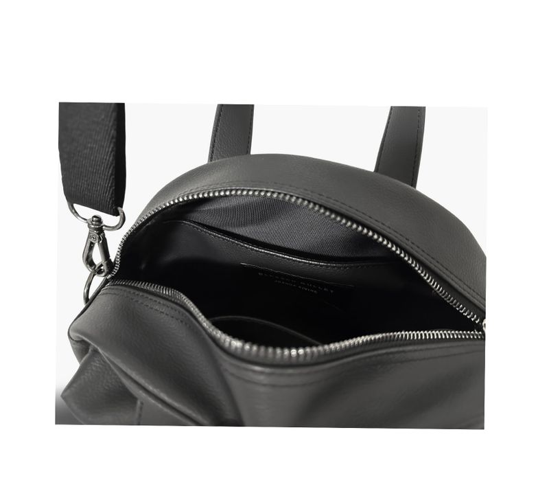 HALF MOON SHOULDER HAND BAG_SMALL-Canvas Black grey