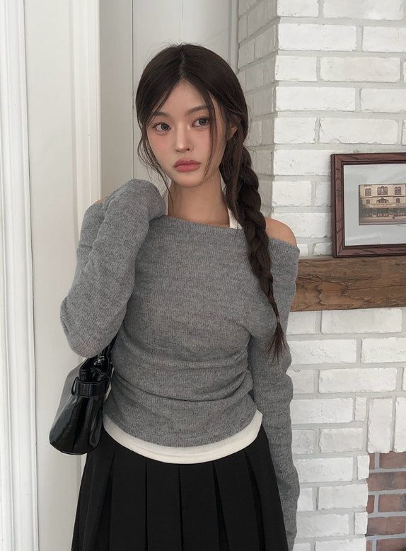 [Belt Set] Scan Wool Pleat Belt Midi Skirt