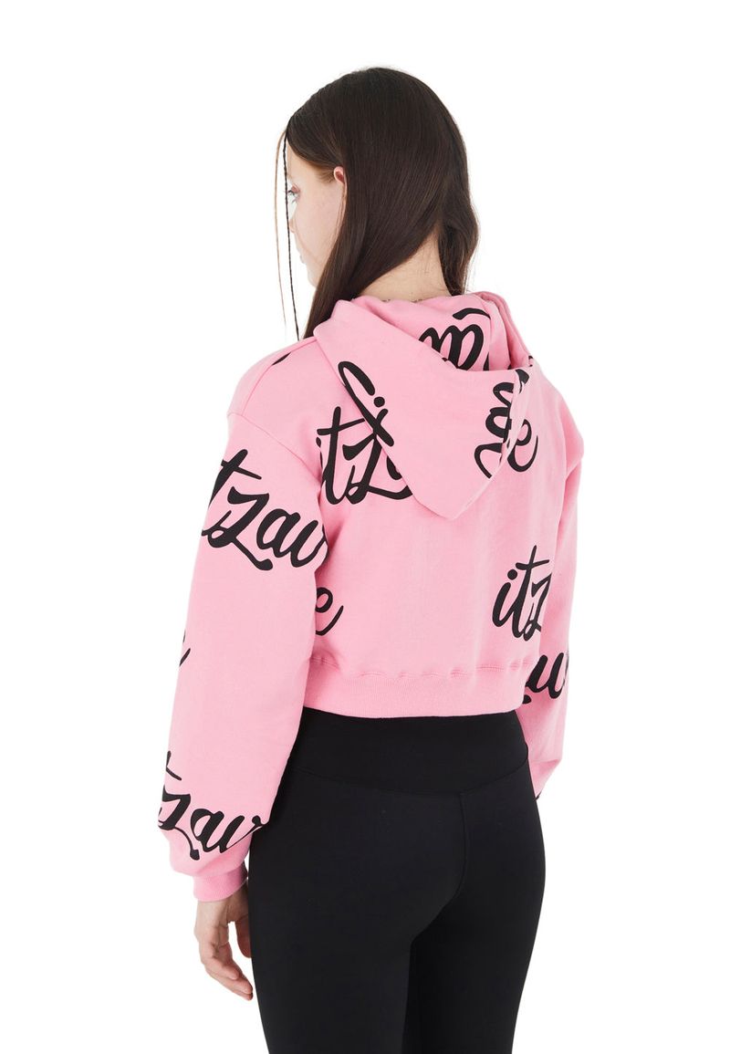 [IHD005-5] SCRIPT PATTERN CROP HOODIE - PINK