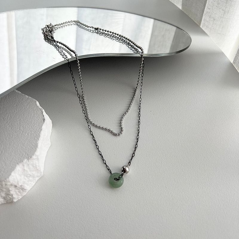 Haur gemstone y2k hip two-line layered choker necklace