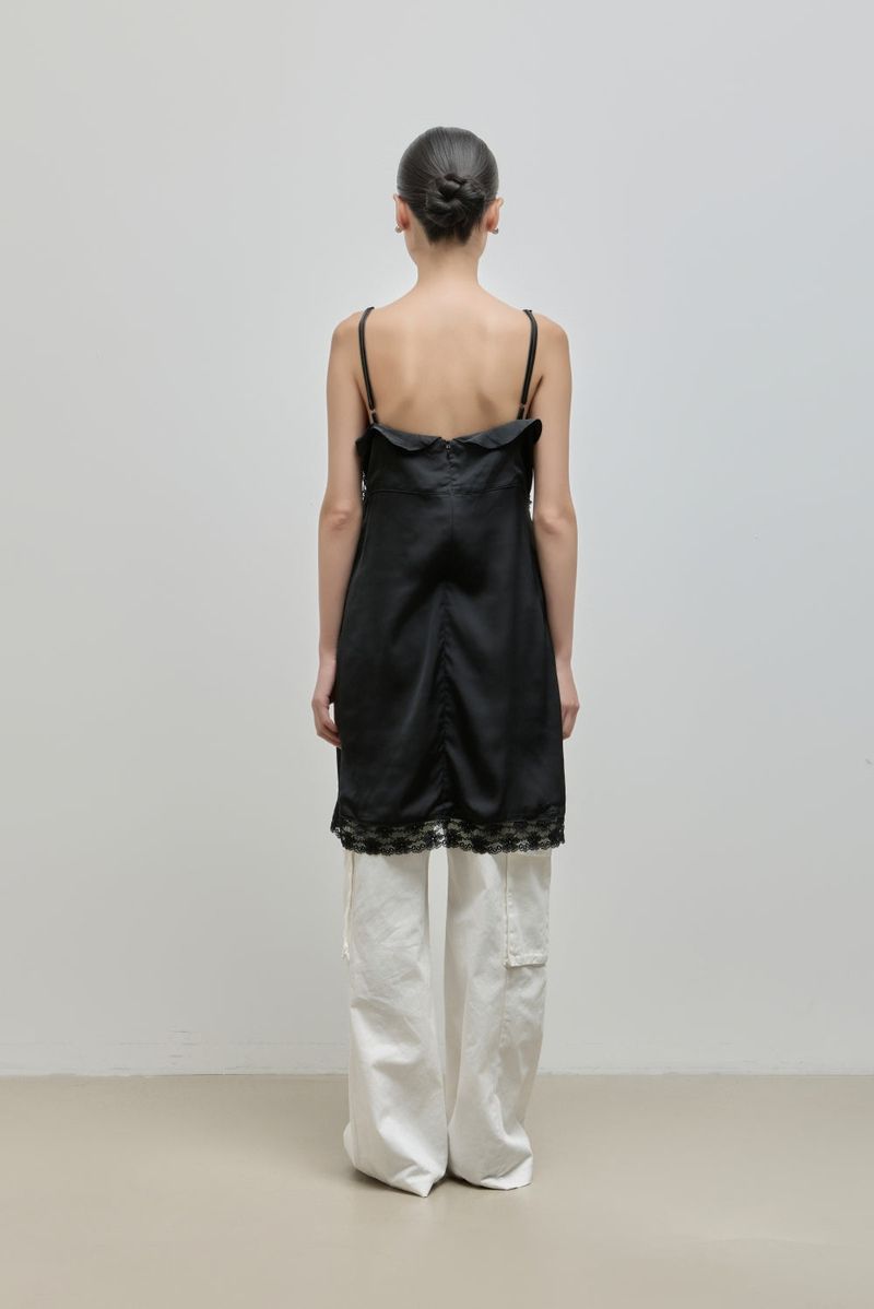 Silky Lace Bustier Dress_Black