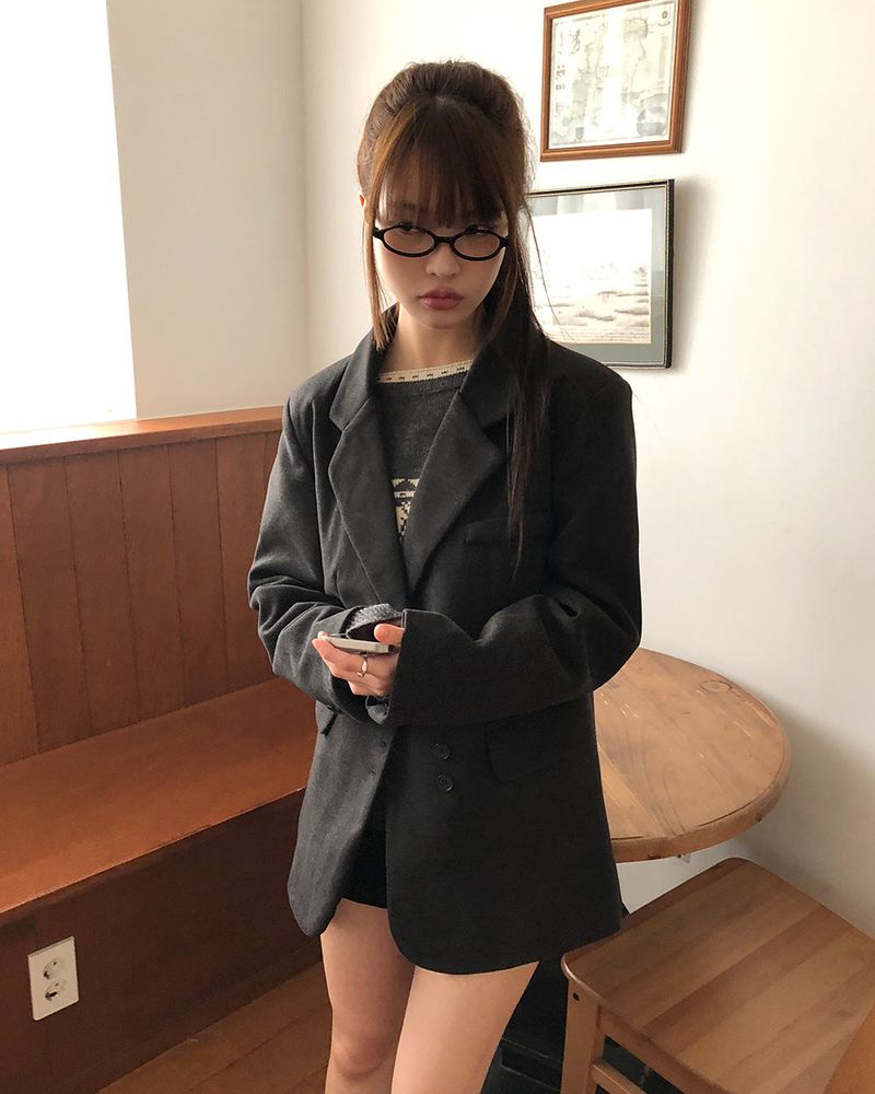 Yubil Button Collar Pocket Blazer Jacket