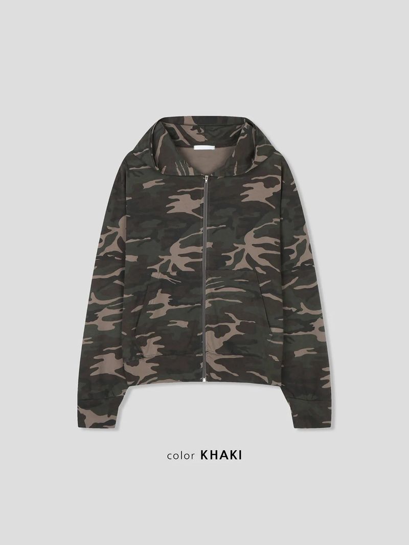 Camo Single Zip Hoodie