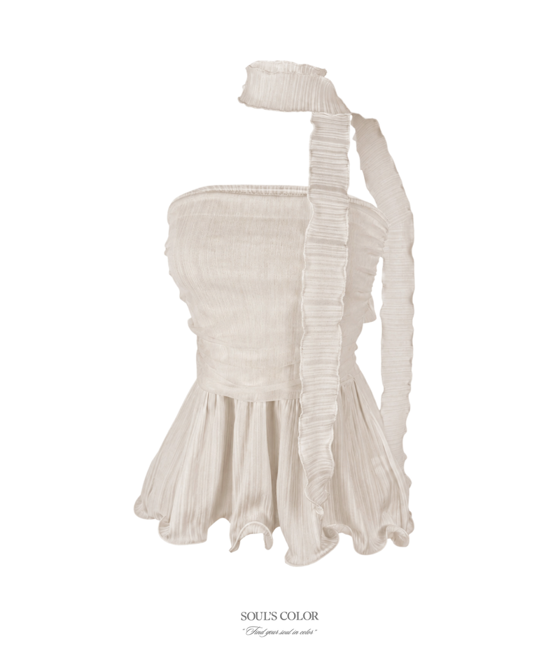 Mermaid sheer frill scarf top (3color)