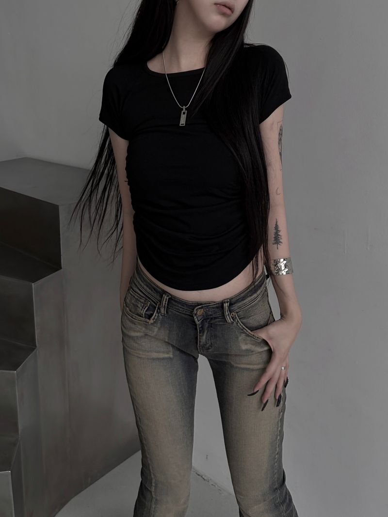 basic shirring short sleeve (2color)